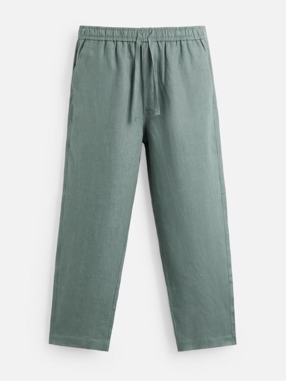 Zara Green Linen Cropped Drawstring Pants medium